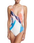 Graphic-print Crossback One-piece