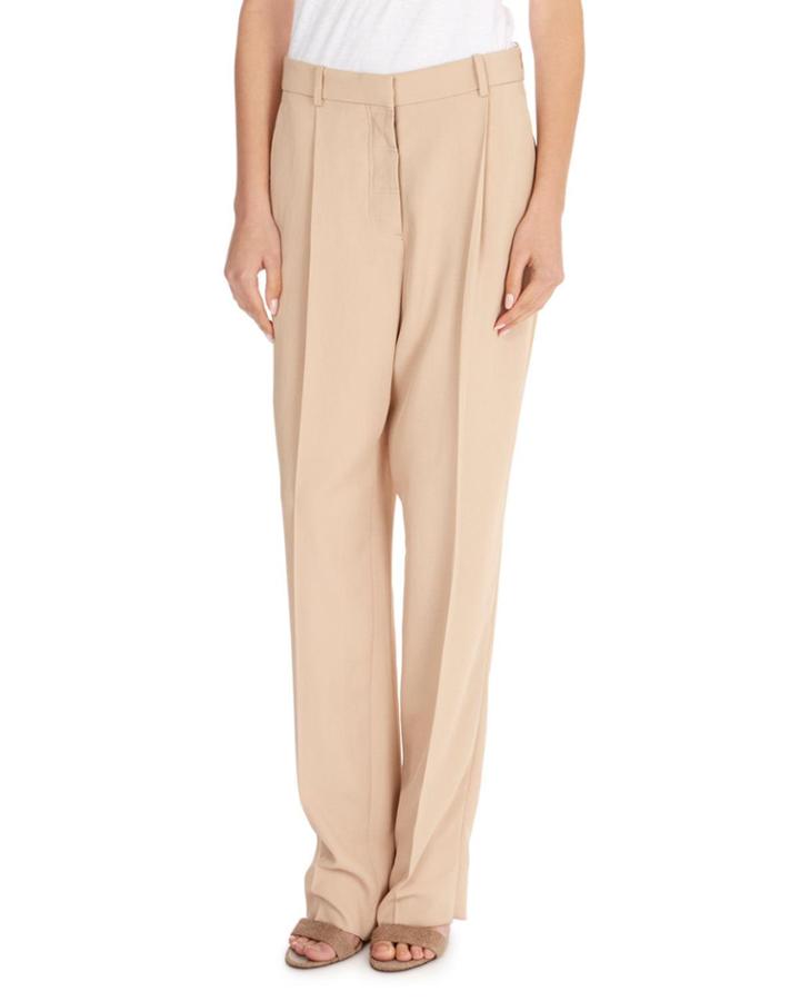 Flat-fly Tapered-leg Crepe Pants