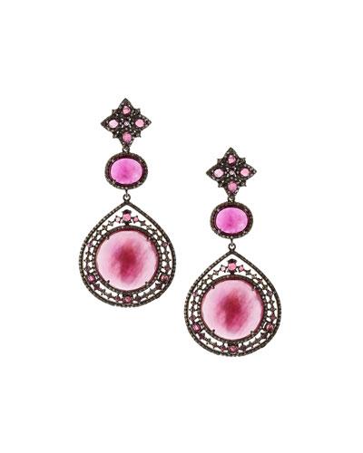 Composite Ruby & Champagne Diamond Triple-drop Earrings