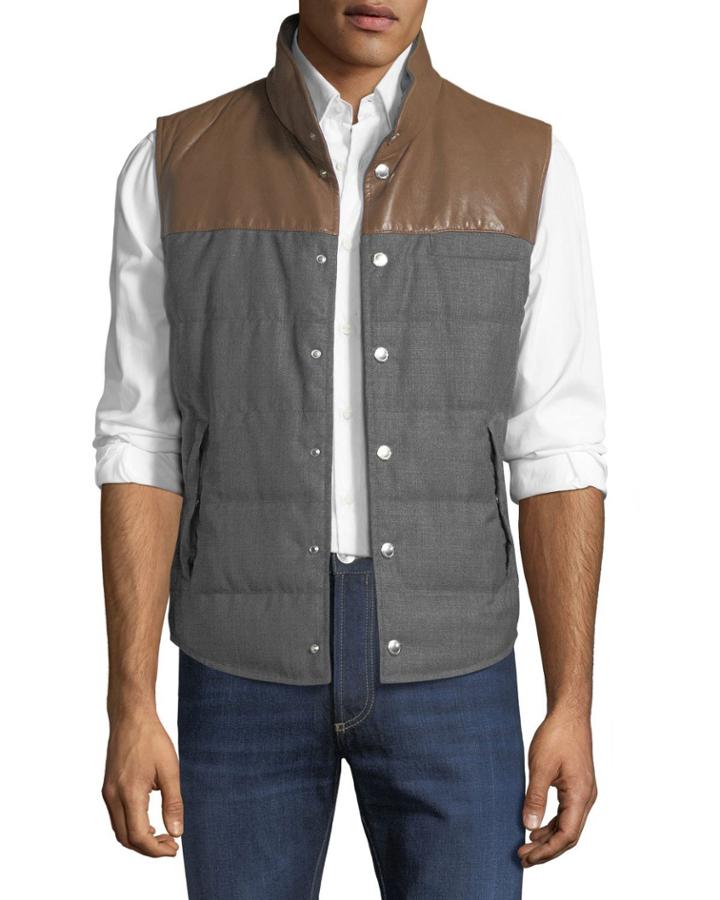 Men's Wool/leather Vest