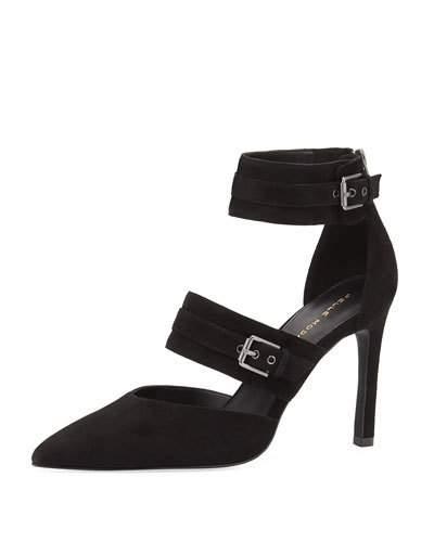 Drift Suede High Buckle Pump, Black