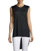 Riley Sleeveless Silk-blend Top, Black
