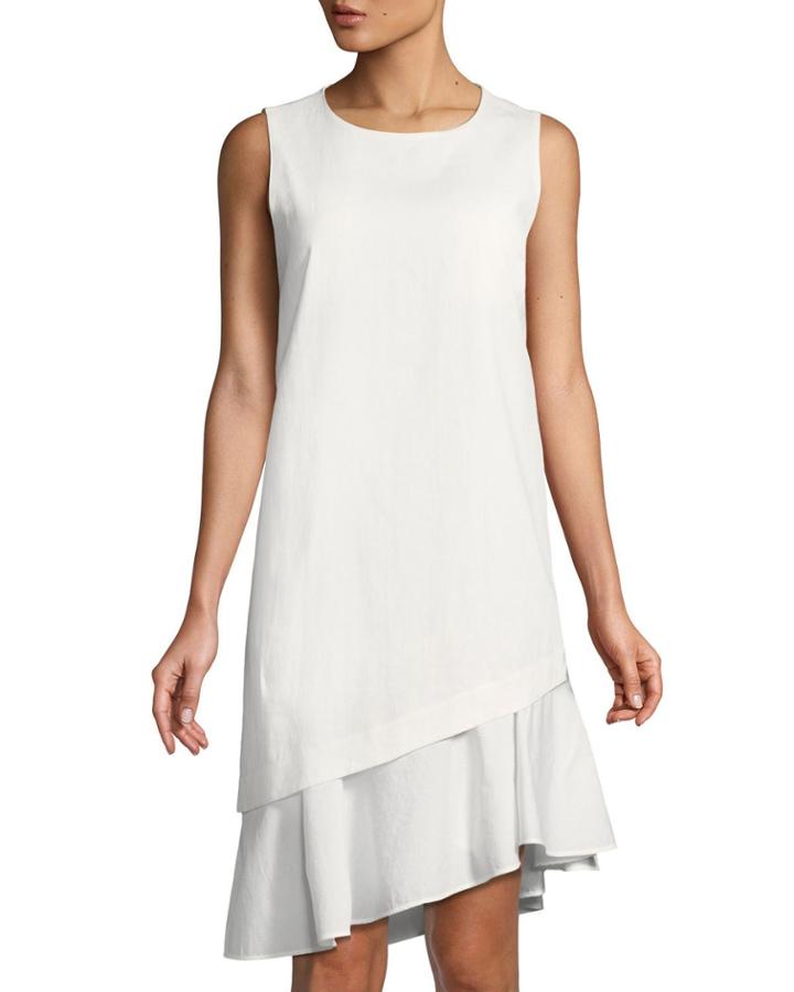 Asymmetric Ruffle-hem Linen