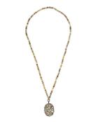 Long Labradorite & Diamond Beaded Pendant Necklace