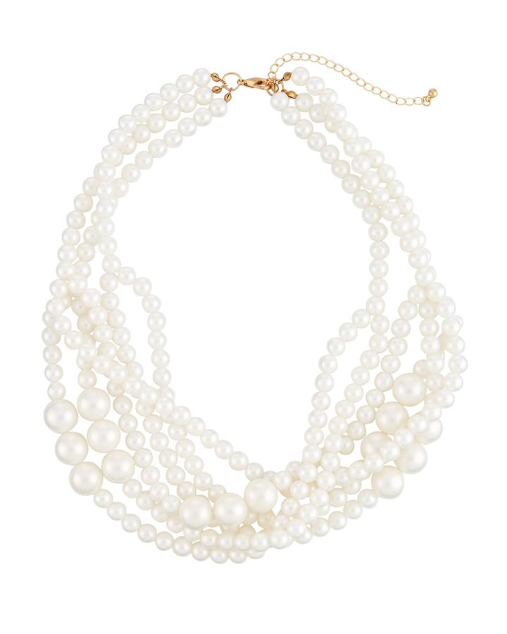 Multi-strand Iridescent Pearly Necklace