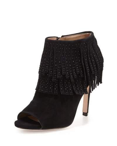 Raimi Studded Fringe Bootie, Black