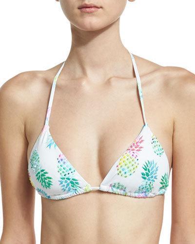 Pina Coloda Embroidered Triangle Swim Top, White Pattern