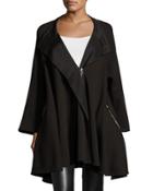 Asymmetric Zip Flare Jacket, Black