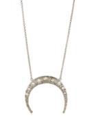 Double-horn Pendant Necklace W/ Labradorite & Diamonds
