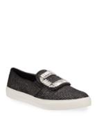 Ermine Crystal Embellished Slip-on