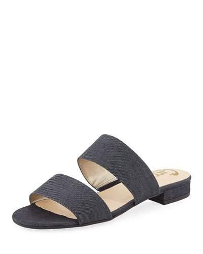 Delaney Denim Slide Flat