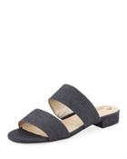 Delaney Denim Slide Flat