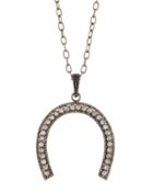 Champagne Diamond & Labradorite Horseshoe Pendant Necklace