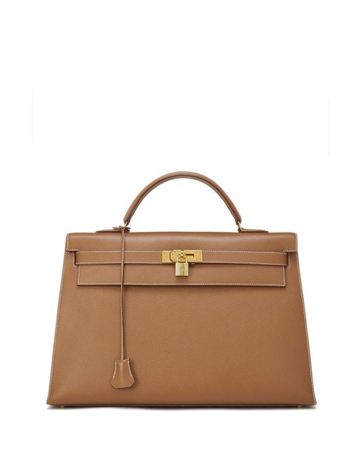 Vintage Kelly 40 Chevre Satchel Bag, Brown
