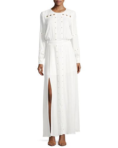 Maddox Grommet Long-sleeve Dress
