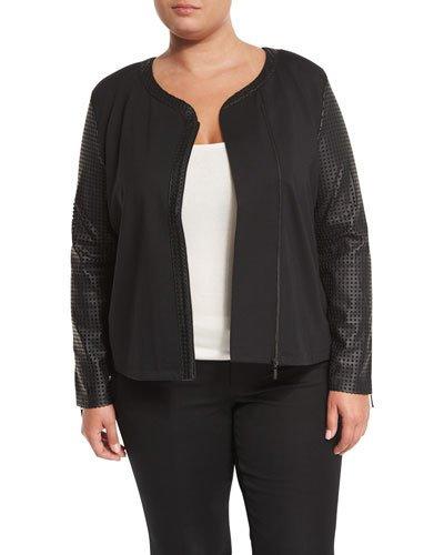 Harley Laser-cut Faux-leather Jacket, Black,