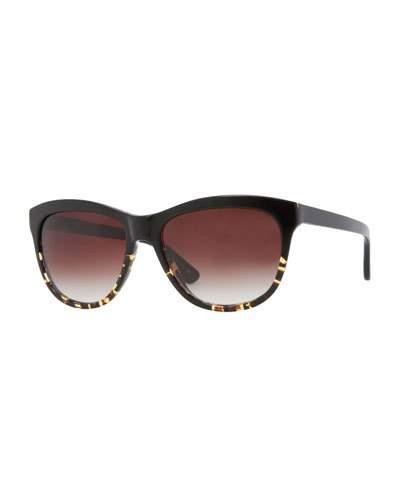 Reigh 57 Two-tone Retro Cat-eye Sunglasses, Black/havana