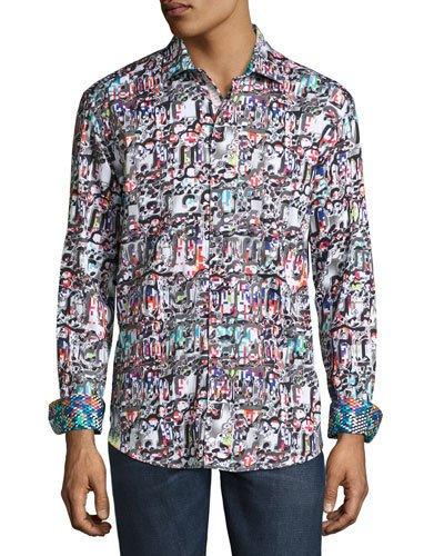 Molten Metal Woven Button-front