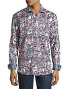 Molten Metal Woven Button-front