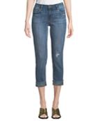 Amy Straight-leg Cropped Rip-knee Jeans