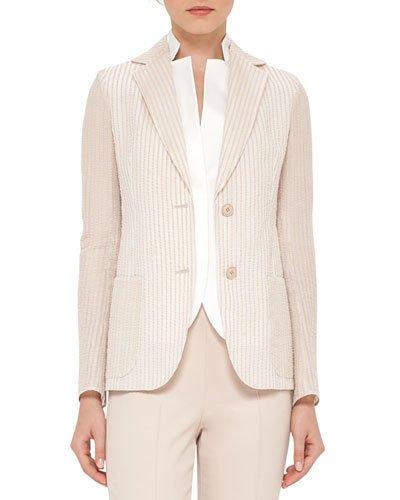 Pick-stitched Two-button Jacket, Neutral