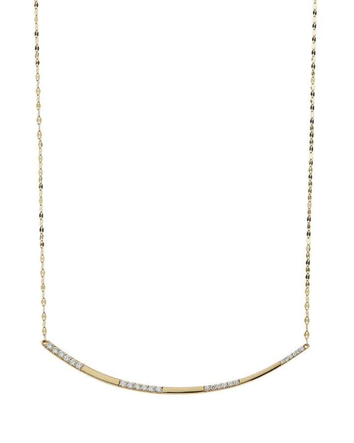 14k Gold Expose Link Necklace With Diamond Bar Pendant