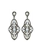 Moonstone & Diamond Geometric Drop Earrings