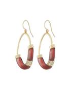 Ombre Frosted Hoop Dangle Earrings, Red