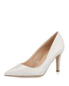 Cissy Snakeskin Pointed-toe Pump, Oyster