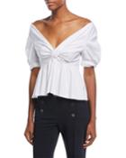 Moritz Off-the-shoulder Twist-front Cotton Poplin Top