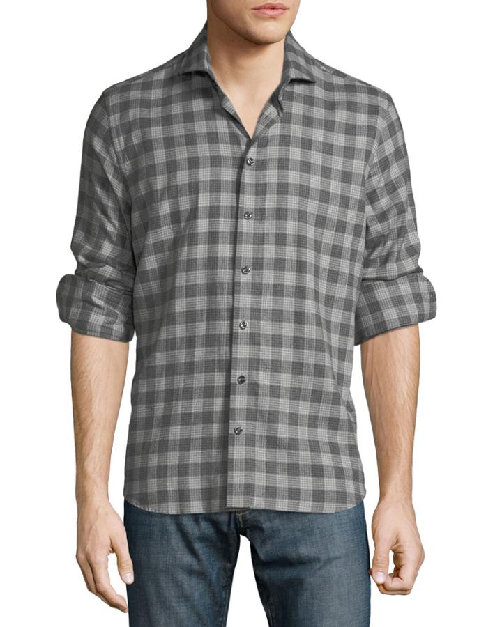 Men's Long-sleeve Woven Button