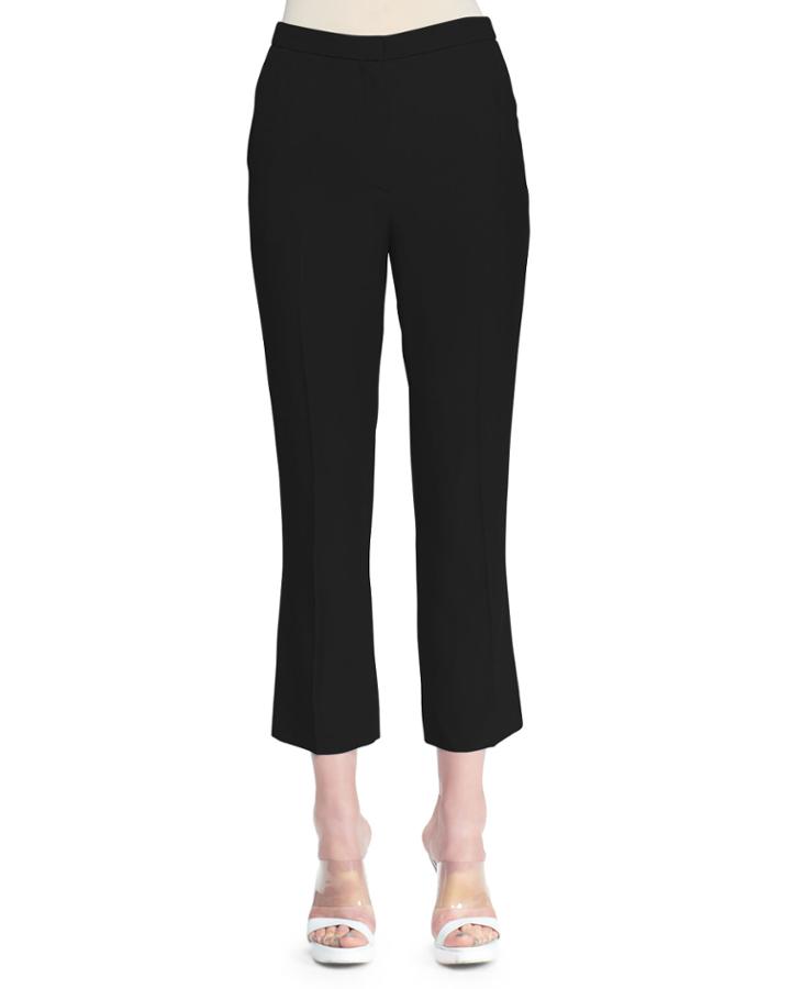 Alexander Mcqueen Cropped Leaf Crepe Pants, Black, Women's,