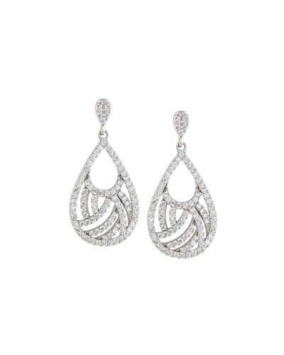 Woven Pave Cz Crystal Pear Drop Earrings