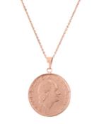 14k Italian Rose Gold Coin Necklace