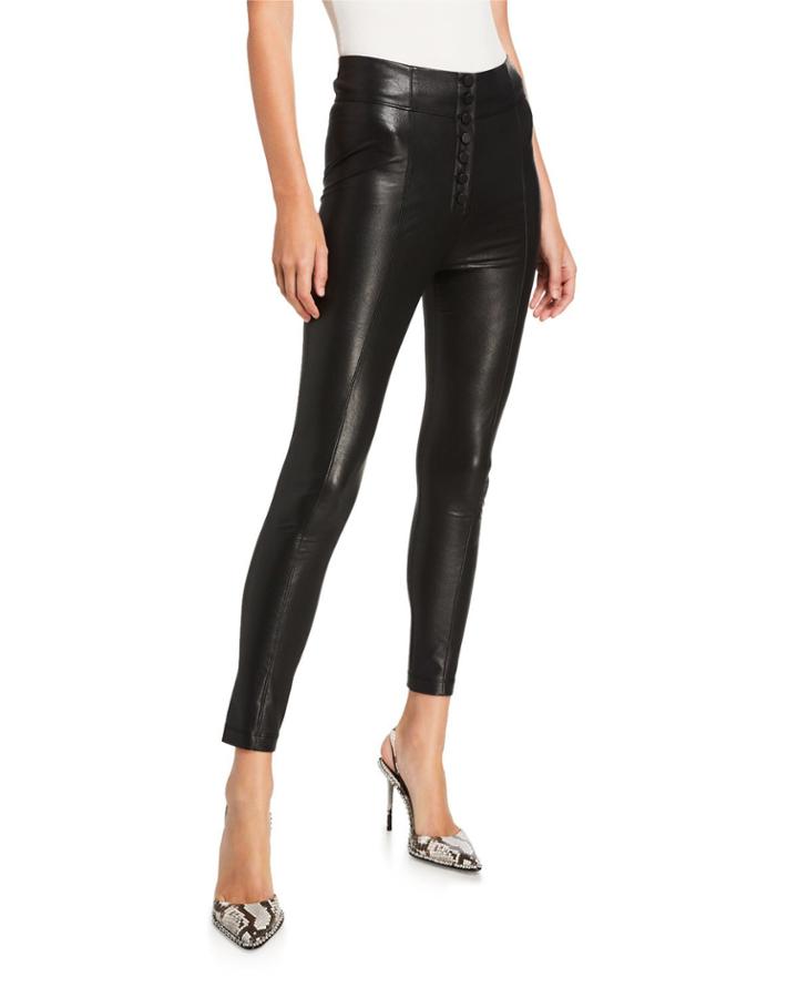 Button-front Faux Leather