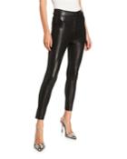 Button-front Faux Leather