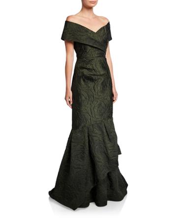 Jacquard Off-the-shoulder Tiered