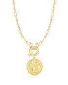 Oval-link & Coin Pendant Necklace