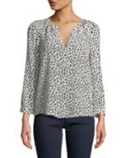 Pearline Animal-spotted V-neck Blouse