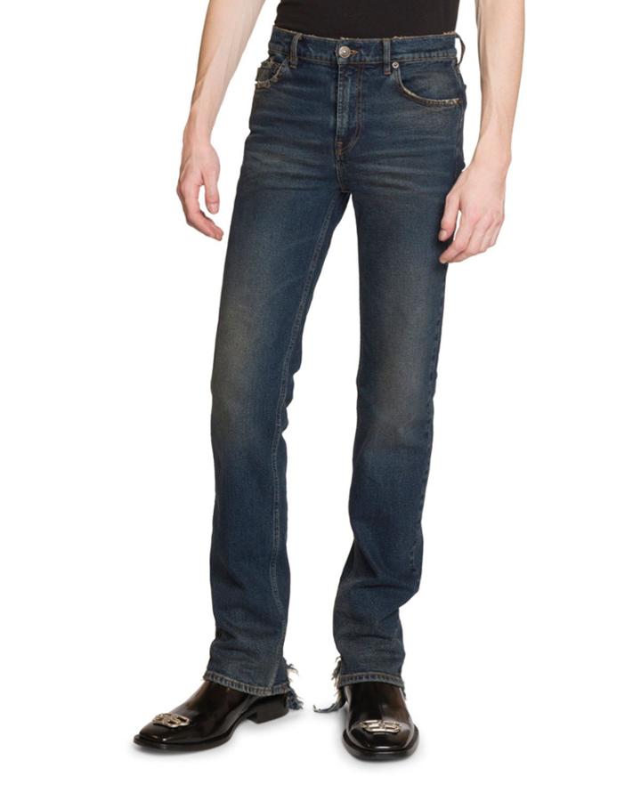 Men's Fitted 5-pocket Jeans With Hem Detail
