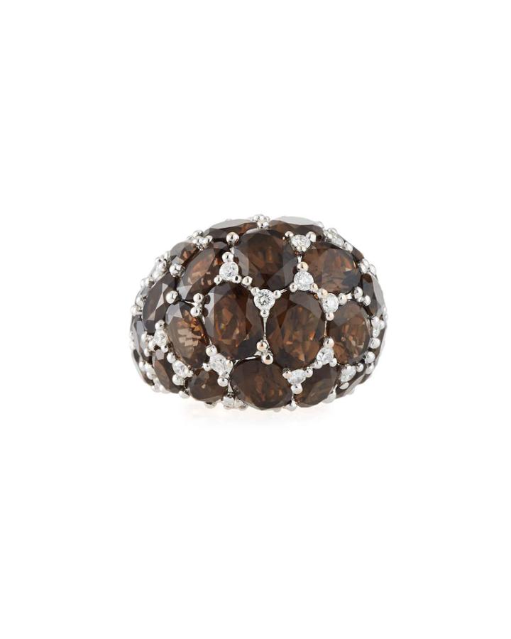 18k Rose Gold Smoky Quartz & Diamond Ring,