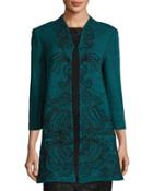 3/4-sleeve Embroidered Knit Jacket,