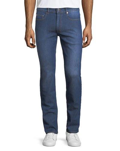 Five-pocket Straight-leg Faded Jeans
