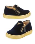 Girls' London Laceless Velvet Low-top Sneaker, Infant/toddler