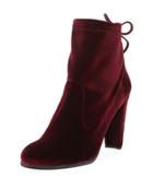 Catch Velvet Bootie With Ankle Tie