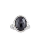 Oval Black Spinel Deco Diamond Ring,