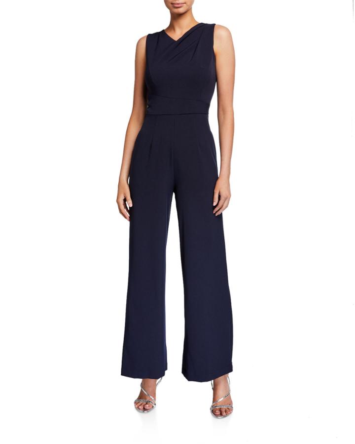 V-neck Crepe Wide-leg Jumpsuit