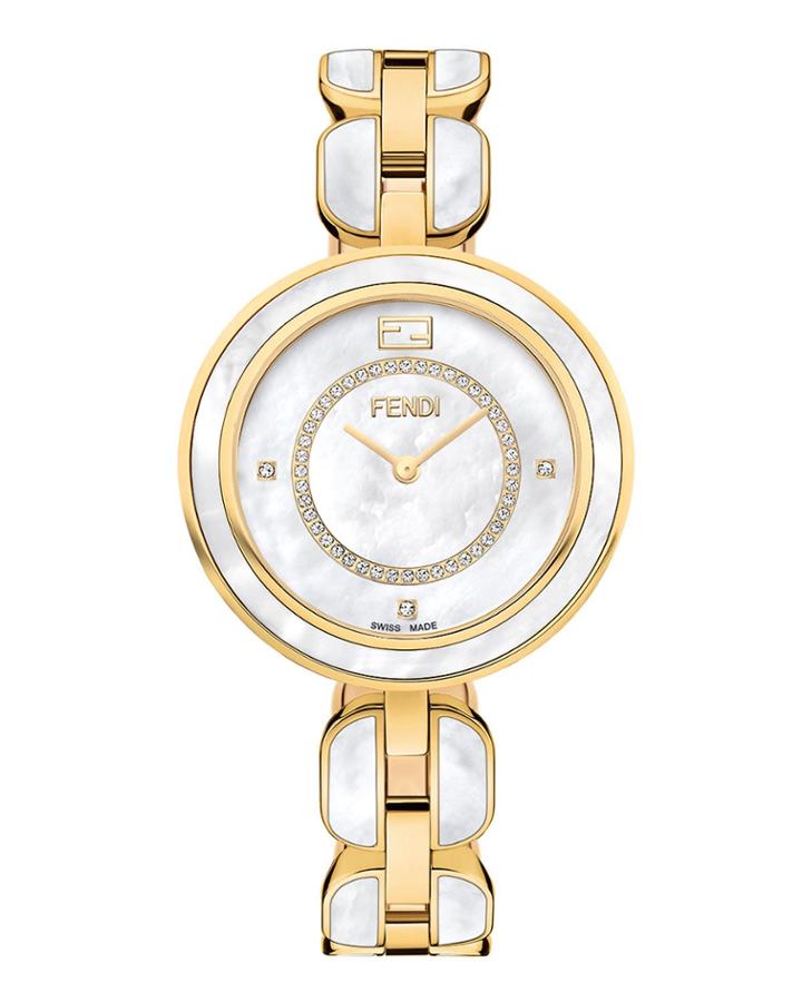 Fendi My Way 36mm Diamond Watch W/ Mother-of-pearl, Gold