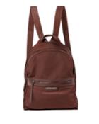 Zip-top Nylon Backpack, Brown Red