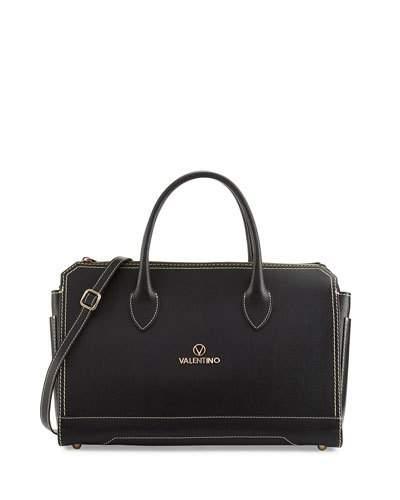 Lilly Saffiano Leather Satchel Bag, Black